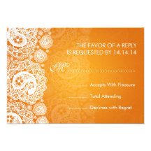 Elegant Wedding RSVP Paisley Lace Orange Custom Invites