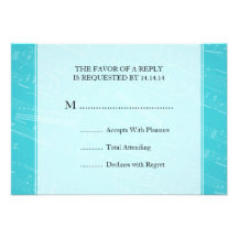 Elegant Wedding RSVP Sheet Music Blue Personalized Invitations