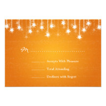 Elegant Wedding RSVP Shimmering Stars Orange Personalized Invites