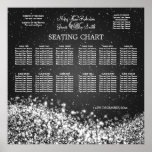 Elegant Wedding Seating Chart Sparkling Wave Black Print