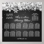 Elegant Wedding Seating Chart Winter Snow Black Posters