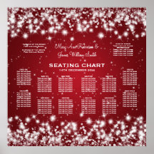 Elegant Wedding Seating Chart Winter Sparkle Red Posters