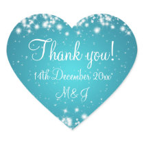 Elegant Wedding Thank You Winter Sparkle Blue Sticker