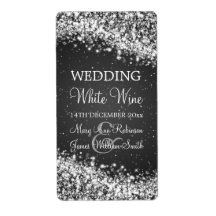 Elegant Wedding Wine Label Sparkling Wave Black