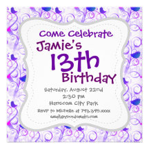 Elegant Whimsical Purple Pink Birds on Branches Personalized Invite