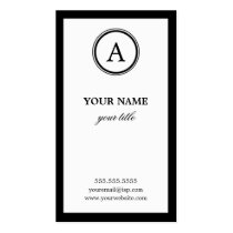Elegant White and Black Monogram Business Cards business cards