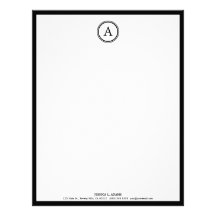 Elegant White and Black Monogram Letterhead