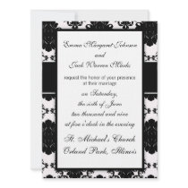 elegant white and black romantic damask announcements