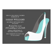 Elegant White and Blue Shoes Bridal Shower invitations