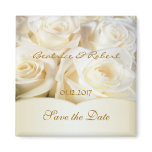 Elegant White - cream roses Save the date Magnet