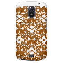 Elegant White Damask Pattern on Brown Galaxy Nexus Cover