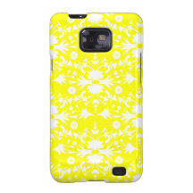 Elegant White Damask Pattern on Yellow Galaxy S2 Case