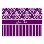 Elegant White on Purple Damask Cards