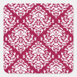Elegant White on Red Damask Sticker