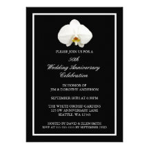 Elegant White Orchid 50th Wedding Anniversary Custom Invites