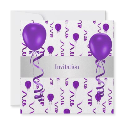 Elegant White Purple Balloon Special Party Event Announcements by eventpartyinvitation