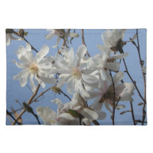 Elegant white spring flowers on placemat