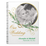 Elegant White Wedding Guestbook with Custom Photo Spiral Note Book