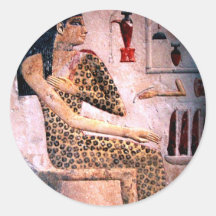 ELEGANT WOMAN ,FASHION AND BEAUTY OF ANTIQUE EGYPT ROUND STICKER