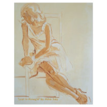 Elegant Woman Monochrome Painting Sepia Custom Flyer