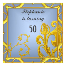Elegant women's Birthday Party blue Custom Invitation
