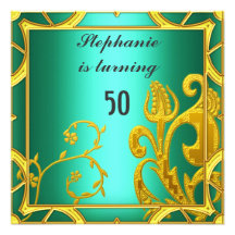 Elegant women's Birthday Party Green Teal Personalized Invitations