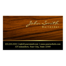 Elegant Wood Grain Bartender Business Card