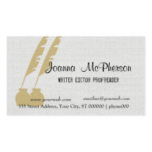 Elegant Writer Editor Journalist Business Cards