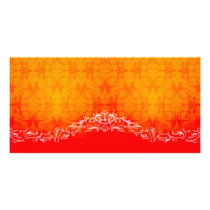Elegant Yellow and Orange Damask Customized Photo Card