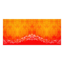 Elegant Yellow and Orange Damask Full Color Rack Card
