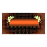 Elegant Yellow blossom on Reddish Damask Picture Card