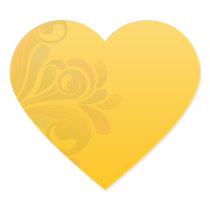 Elegant yellow floral valentine gift heart sticker
