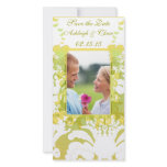 Elegant Yellow & Lime Damask Save the Date Photo Greeting Card
