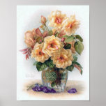 Elegant Yellow Roses in a Glass Vase Print