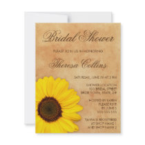 Elegant yellow sunflower bridal shower invite