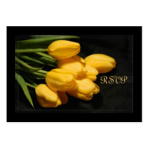 Elegant Yellow Tulip RSVP Wedding Card Business Cards
