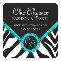 Elegant Zebra Print and Turquoise Lace Stickers