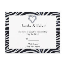Elegant Zebra Stripe Wedding RSVP Postcard