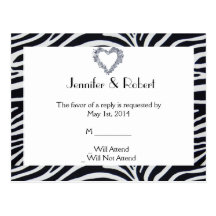 Elegant Zebra Stripe Wedding RSVP Postcard