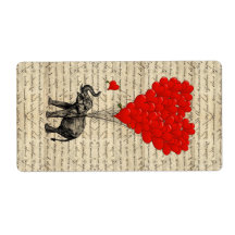 Elephant and heart shaped balloons personalised shipping labels