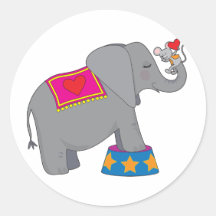 Elephant and Mouse Round Stickers