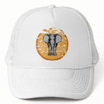 Elephant and Vintage Faded Sun Trucker Hat