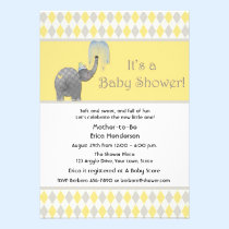 Elephant, Argyle Baby Shower invitations
