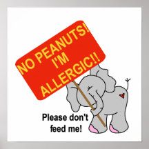 Éléphant aucunes arachides je suis allergique posters