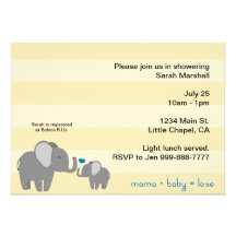 Elephant Baby & Mom Shower Invite Yellow