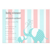 Elephant Baby Shower - Aqua Invite