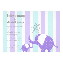 Elephant Baby Shower - Purple Invites