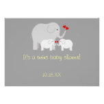 Elephant Baby Shower Twins Gender Neutral Invitations