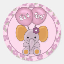Elephant Balloons Baby Shower CJ-O Sticker Seal
