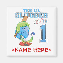 Elephant Baseball 1st Birthday Fridge Magnet